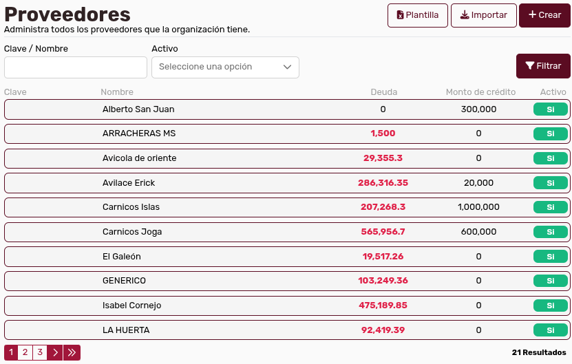 *ProveedoresPantalla Inicial