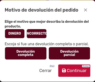 *DevoluciónModal