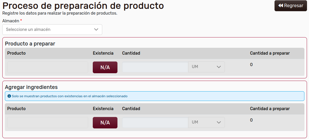 *PantallaPrepProducto