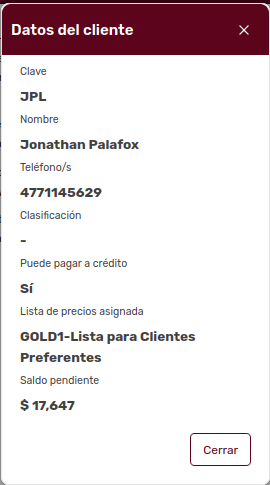 *ModalDatosDelCliente