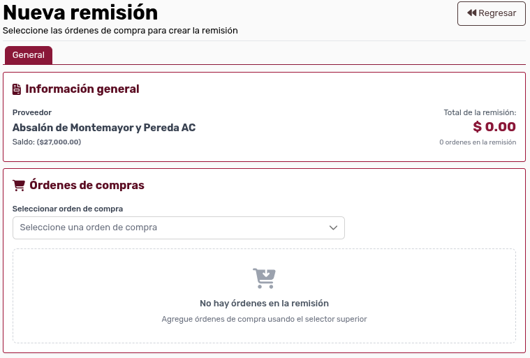 *PantallaNuevaRemisión
