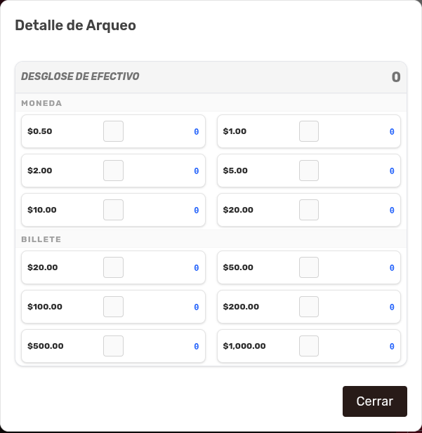 *ModalArqueo