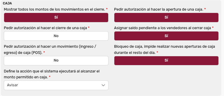 *SecciónCajas