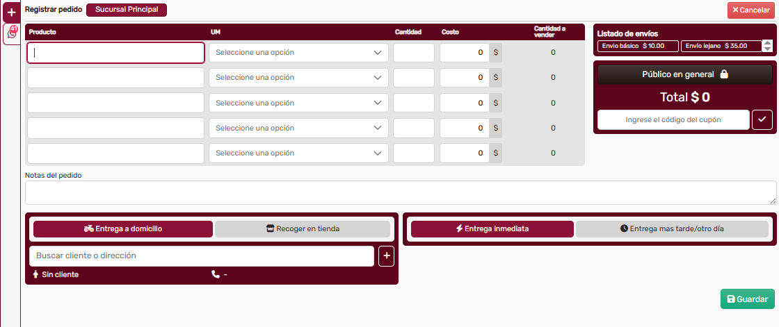 PantallaRegistrarPedido