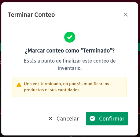 *TerminarConteoConfirmación